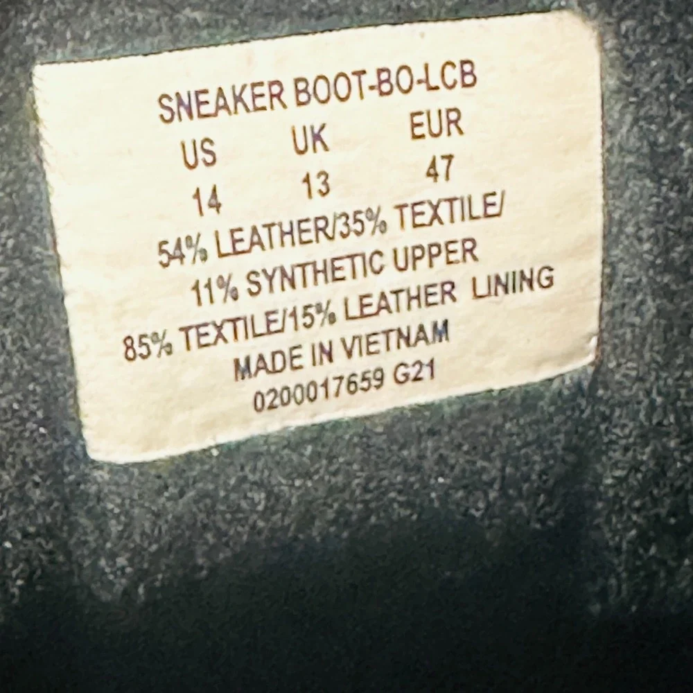 Polo Ralph Lauren Sneaker Boot Mens 14 Black Solid Mid‎ Top Modern Sneaker Boot